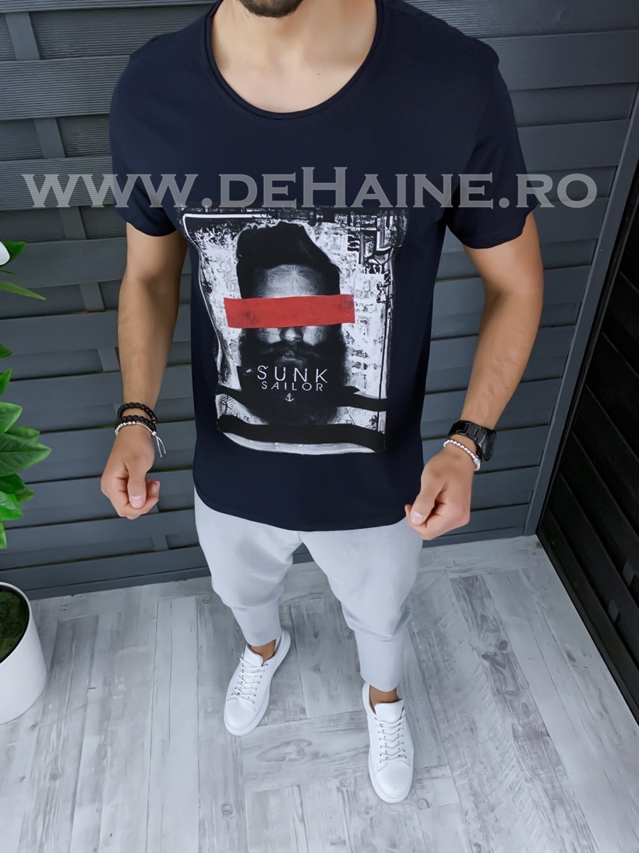 Tricou barbati bleumarin slim fit zr b1003 m5-3